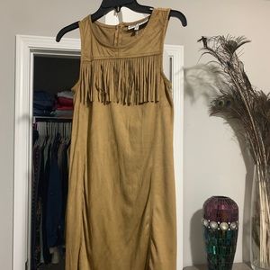Suede dress with fringe